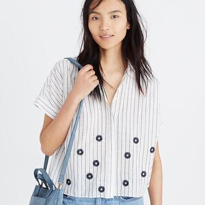 Madewell Embroidered Hilltop Cropped Shirt